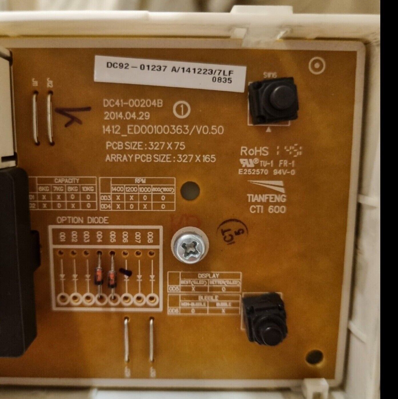 SAMSUNG WF60F4EFW2W WASHING MACHINE MODULE PCB DC92-01238Y - £15 REFUND