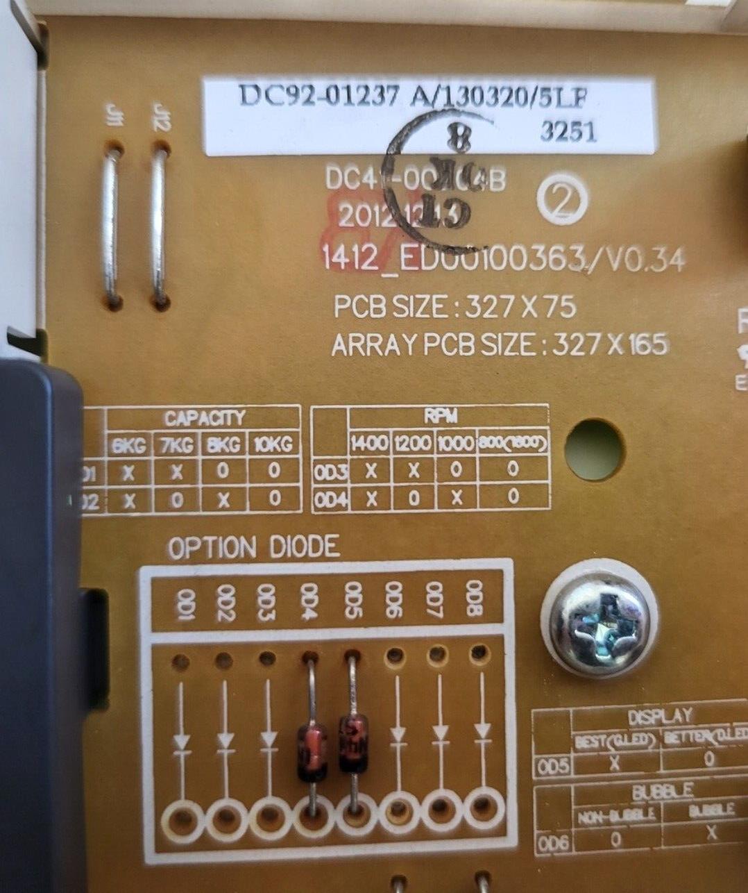 SAMSUNG WF60F4E0W2W WASHING MACHINE DISPLAY & POWER PCB DC92-01238A £15 REFUND