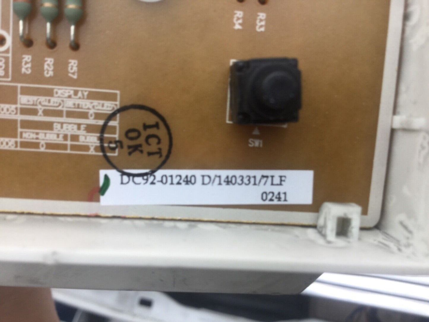 SAMSUNG WF70F5E5W4X WASHING MACHINE POWER & DISPLAY PCB DC92-01238G DC94-06278A